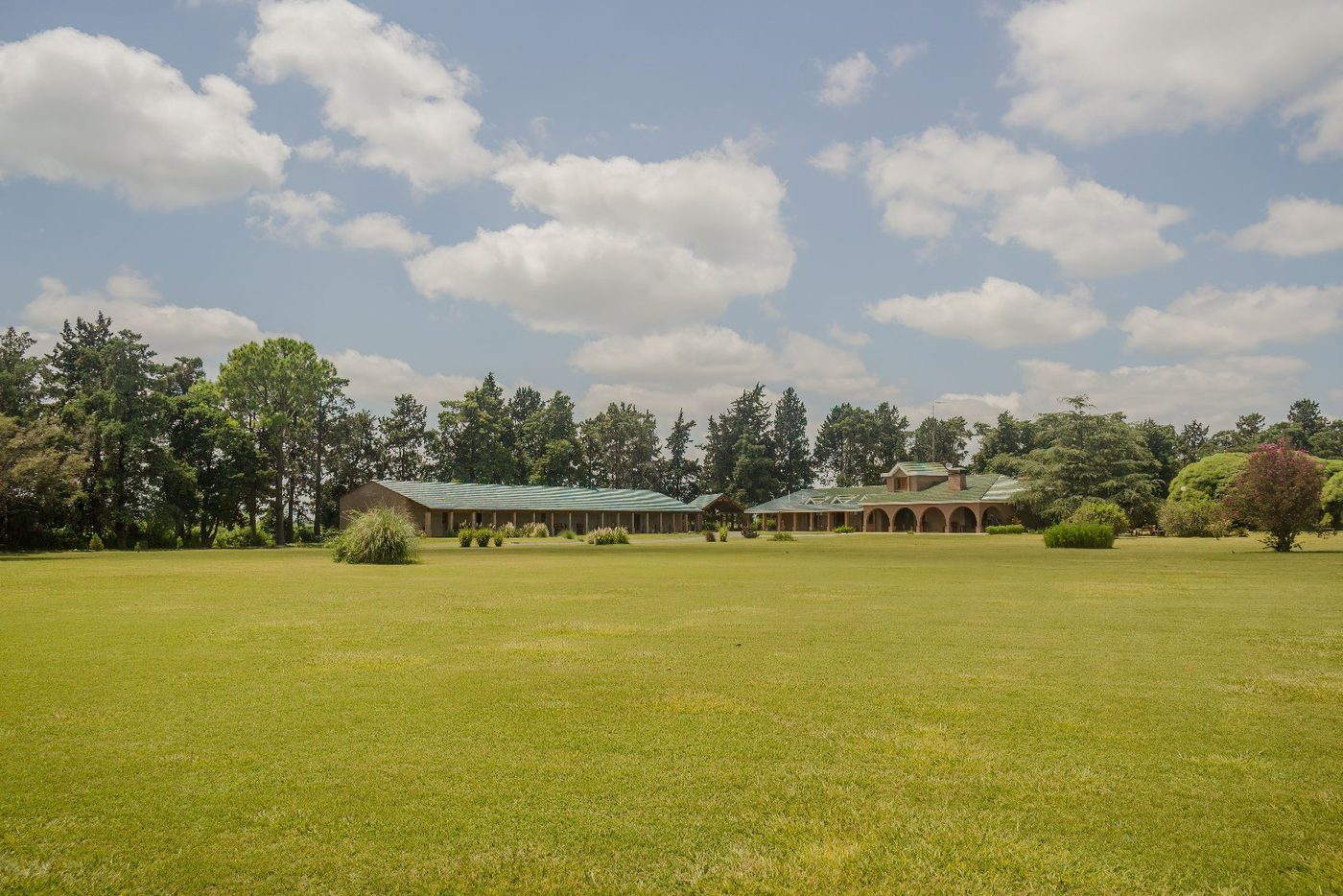 The lodge across the lawn