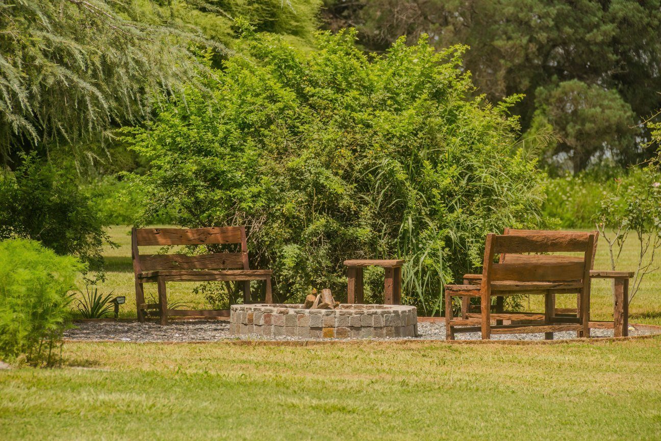 Garden seating by the fire pit